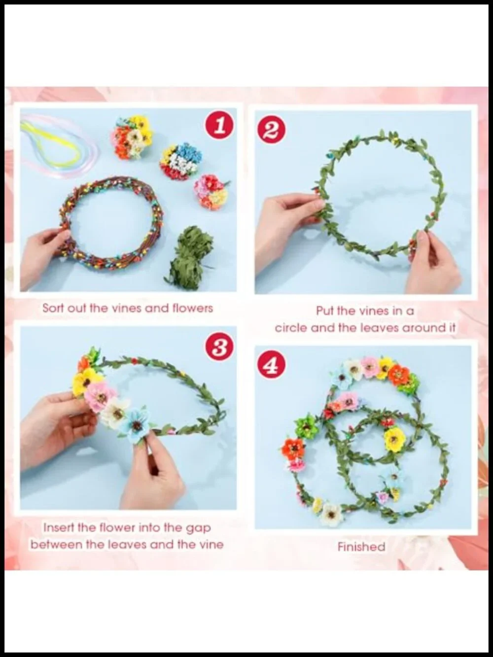 DIY Flower Crown Making Kit 179pcs Silk Cloth Floral Headbands Bracelets Craft